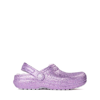 Main view of Crocs Classic Lined Chunky Glitter Clog - Little Kid / Big Kid - Purple Moon