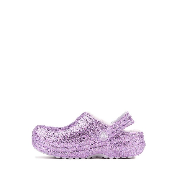 alternate view Crocs Classic Lined Chunky Glitter Clog - Baby / Toddler - Purple MoonALT1