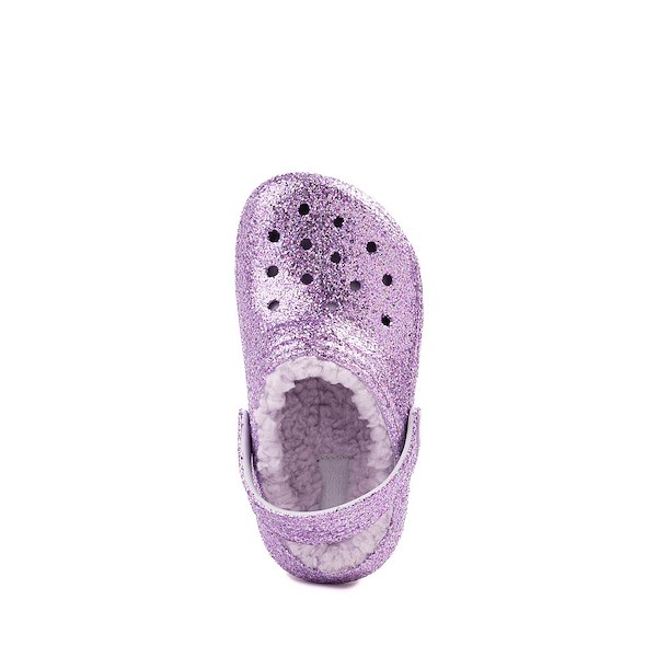 alternate view Crocs Classic Lined Chunky Glitter Clog - Baby / Toddler - Purple MoonALT2