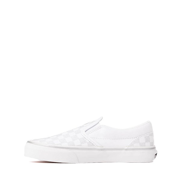alternate view Vans Classic Slip-On Checkerboard Skate Shoe - Little Kid - True White / SilverALT1