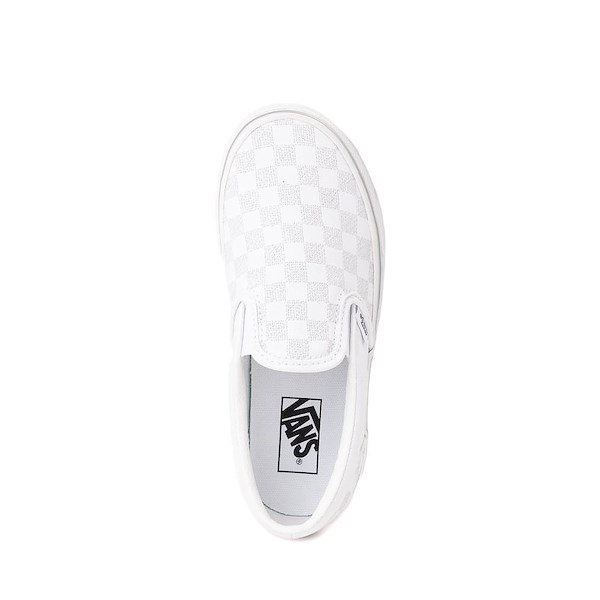 alternate view Vans Classic Slip-On Checkerboard Skate Shoe - Little Kid - True White / SilverALT2