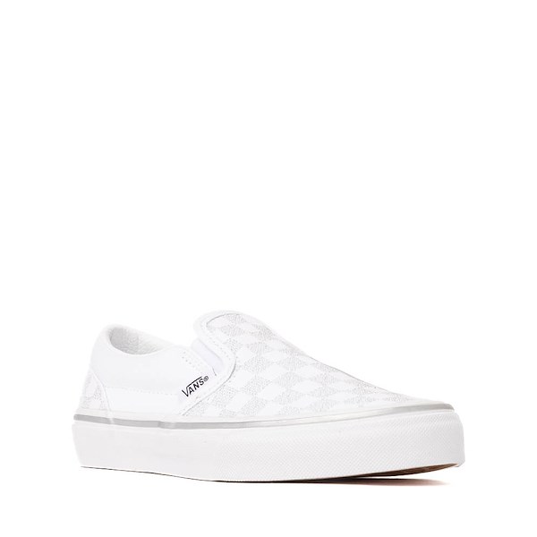 alternate view Vans Classic Slip-On Checkerboard Skate Shoe - Little Kid - True White / SilverALT5