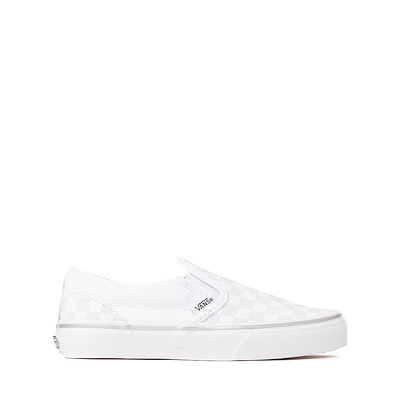 Main view of Vans Classic Slip-On Checkerboard Skate Shoe - Little Kid - True White / Silver