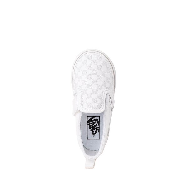 alternate view Vans Classic Slip-On V Checkerboard Skate Shoe - Baby / Toddler - True White / SilverALT2