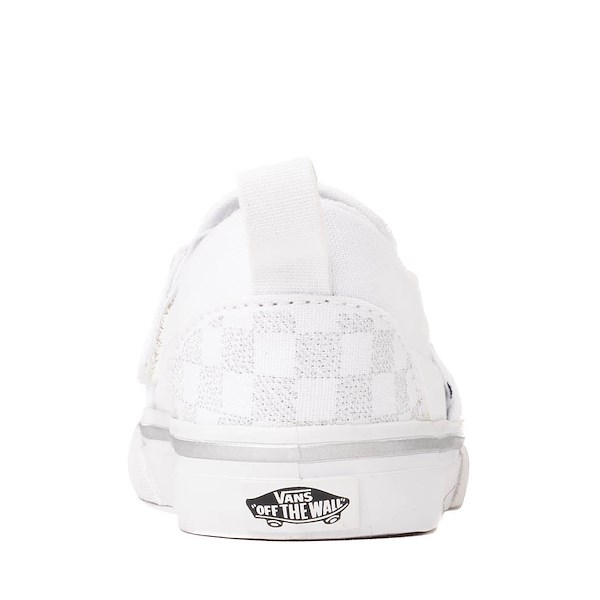 alternate view Vans Classic Slip-On V Checkerboard Skate Shoe - Baby / Toddler - True White / SilverALT4