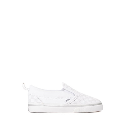 Vans Classic Slip-On V Checkerboard Skate Shoe - Baby / Toddler - True White / Silver