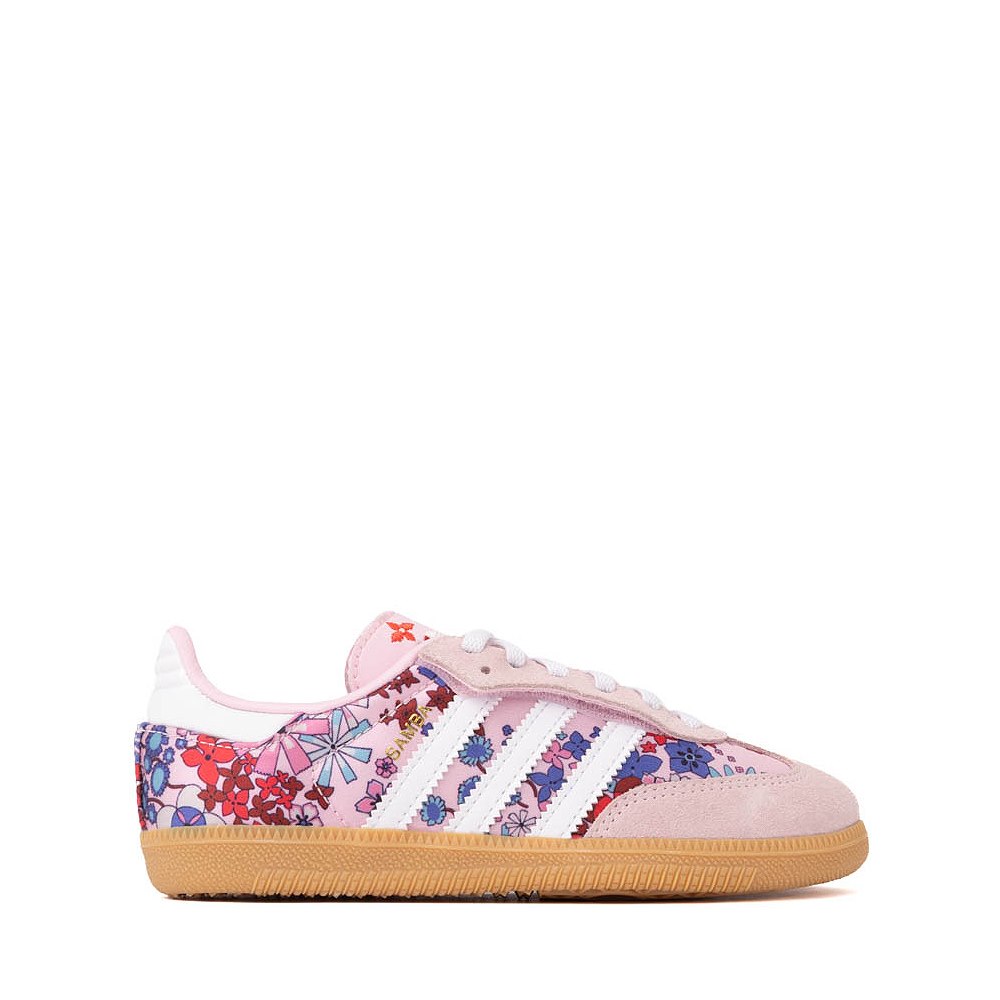 adidas x Liberty London Samba OG Comfort Closure Elastic Lace Athletic Shoe - Little Kid - Clear Pink / Cloud White / Gum