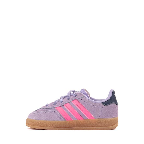 alternate view adidas Gazelle Indoor Comfort Closure Elastic Lace Athletic Shoe - Baby / Toddler - Powder Plum / Lucid Pink / GumALT1