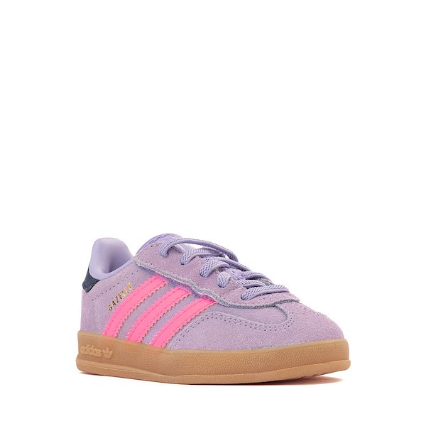 alternate view adidas Gazelle Indoor Comfort Closure Elastic Lace Athletic Shoe - Baby / Toddler - Powder Plum / Lucid Pink / GumALT5