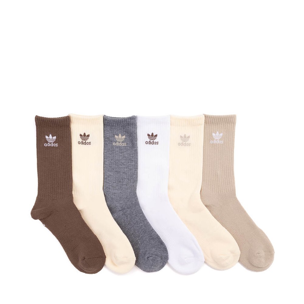 adidas Trefoil Crew Socks 6 Pack - Beige / Wonder White / Magic Earth