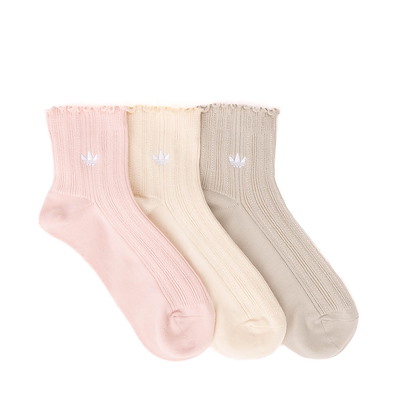 Main view of Womens Ruffle Top Quarter Socks 3 Pack - Neutrals