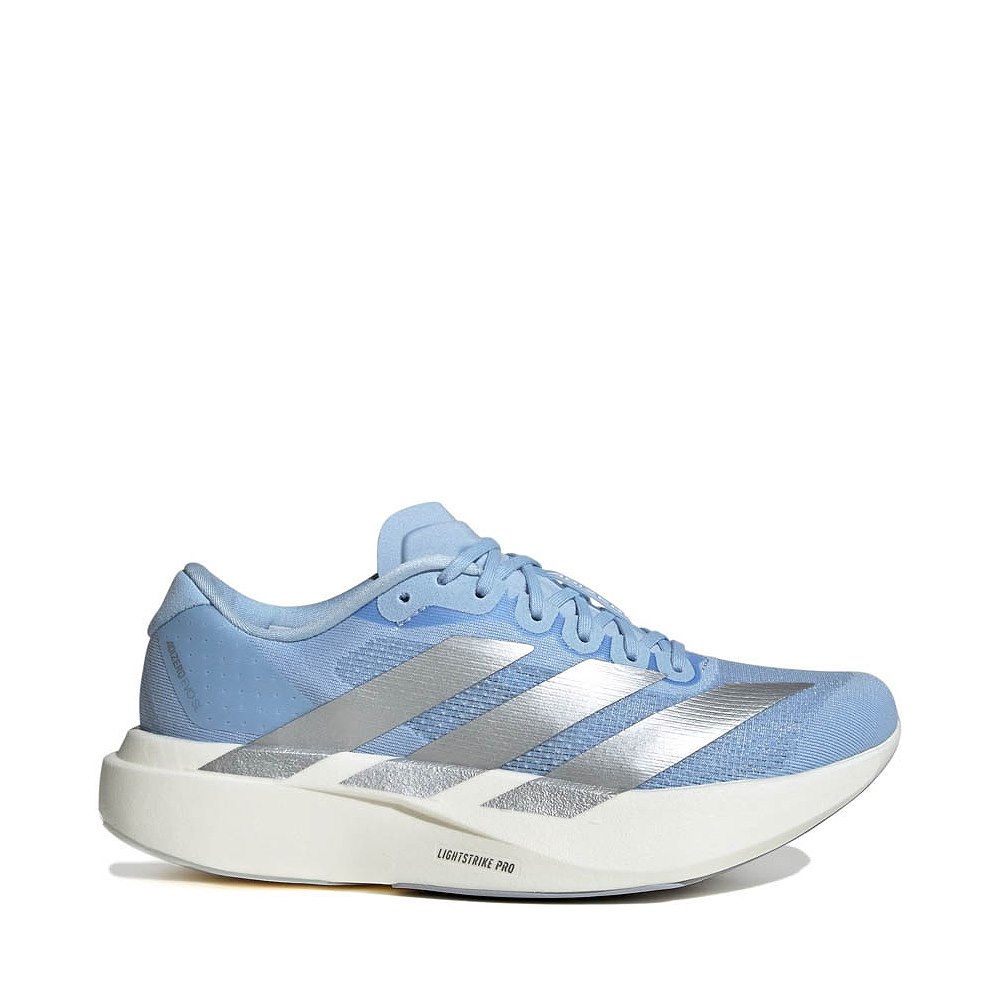 Womens adidas Adizero EVO SL Athletic Shoe - Glow Blue / Silver Metallic / White