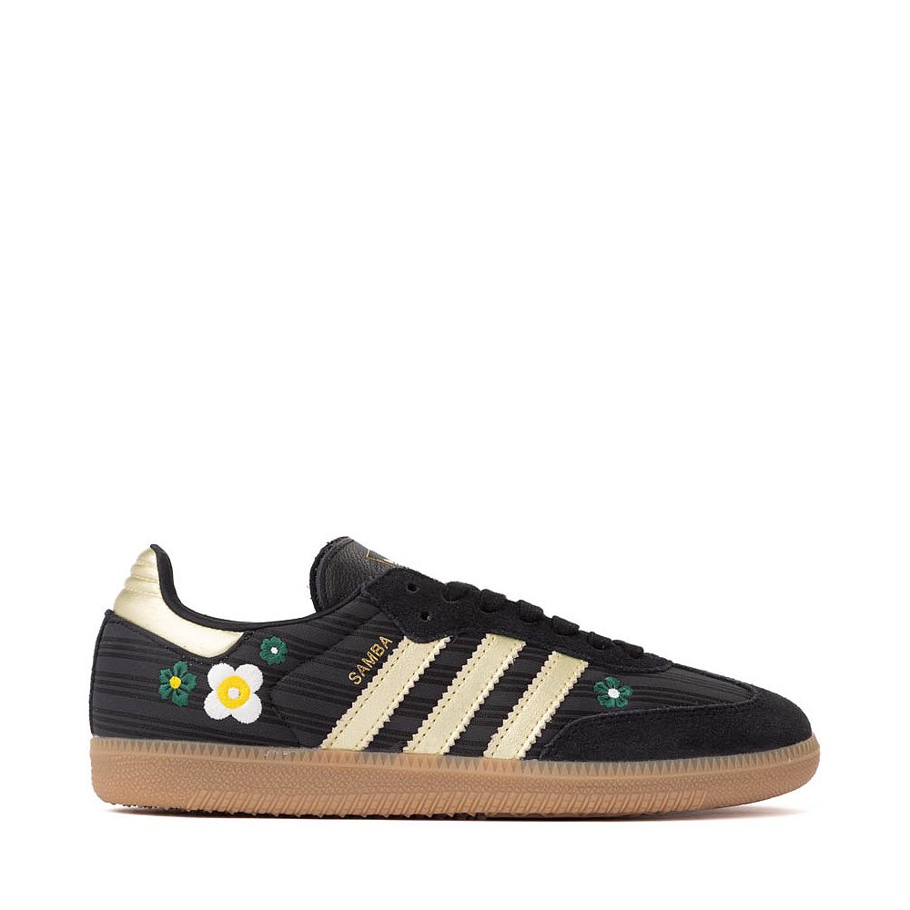Womens adidas x Liberty London Samba OG Athletic Shoe - Core Black / Gold Metallic / Gum