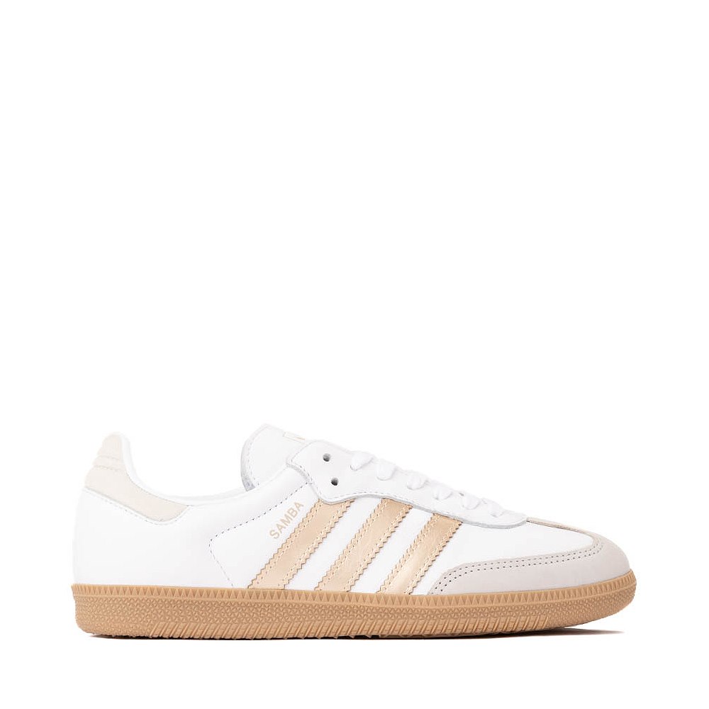 Womens adidas Samba OG Athletic Shoe - White / Wonder Gold Metallic / Grey One