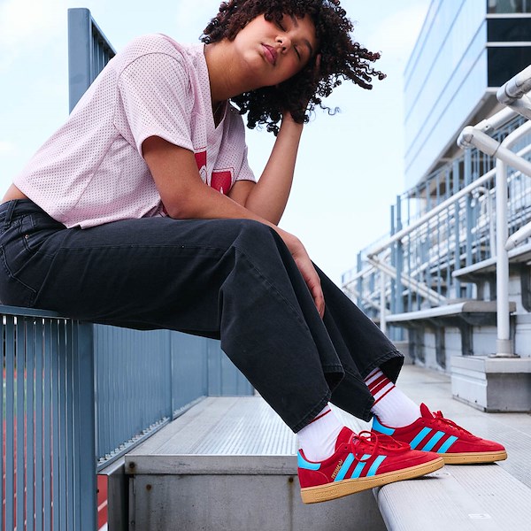alternate view Womens adidas Handball Spezial Athletic Shoe - Better Scarlet / Lucid Aquamarine / Gold MetallicALT1B