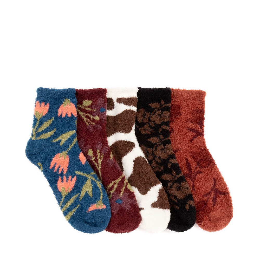 Womens Floral Animal Cozy Quarter Sock 5 Pack - Multicolor