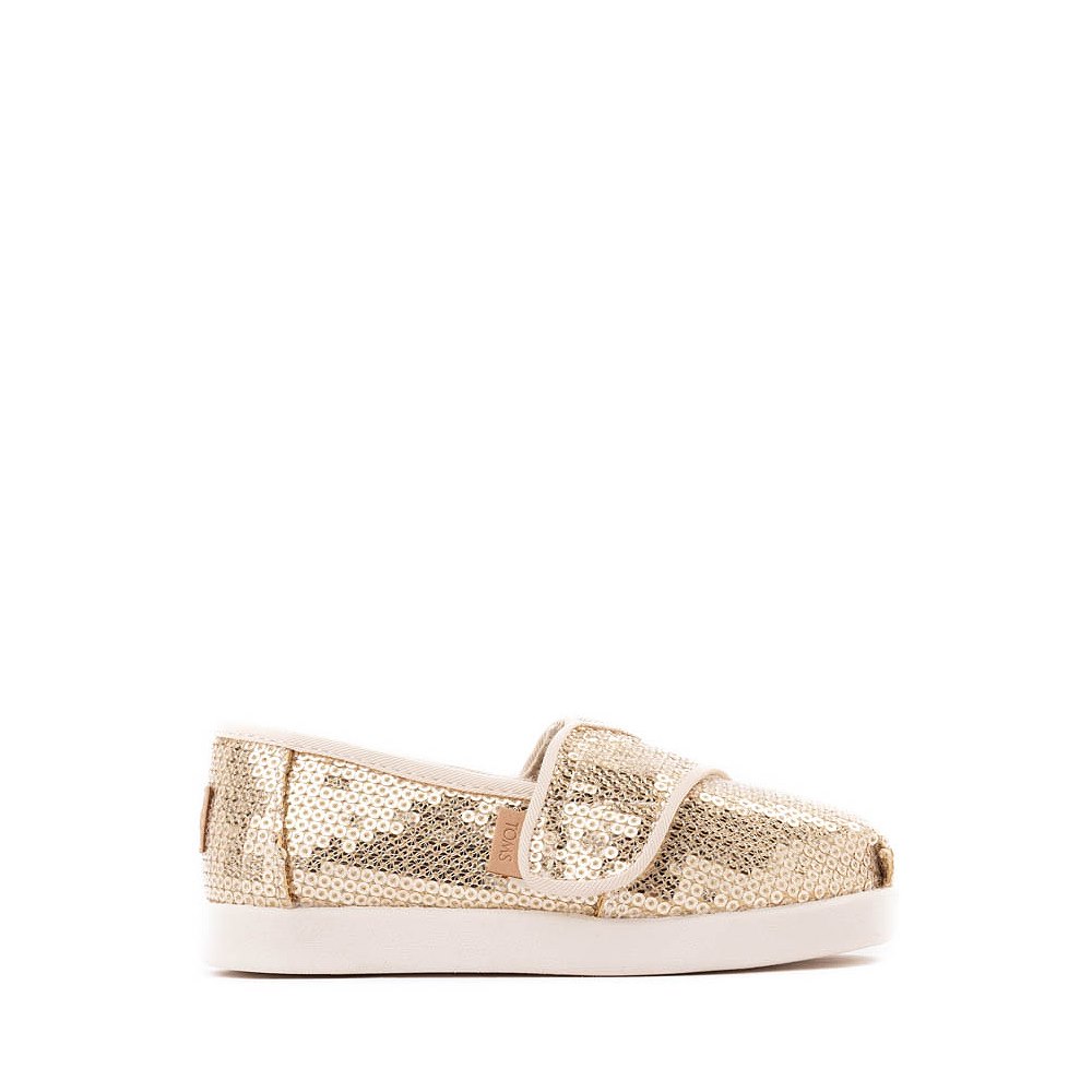 TOMS Alpargata Mini Sequin Slip-On Casual Shoe - Baby / Toddler / Little Kid - Champagne
