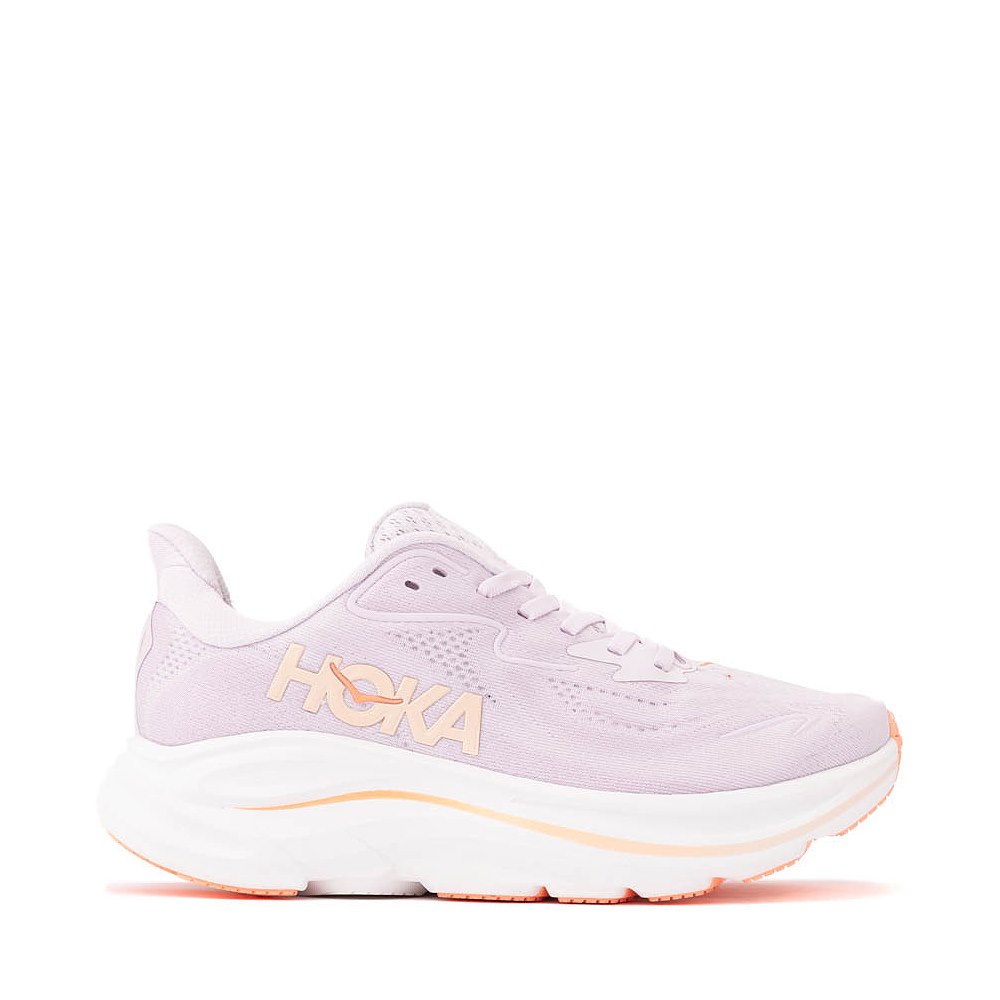 Womens HOKA Clifton 10 Athletic Shoe - Lilac Cream / Tangerine Glow