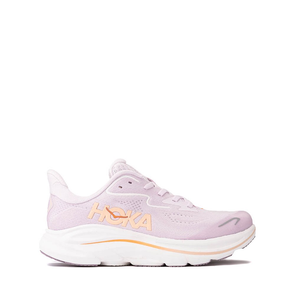 HOKA Clifton 10 Athletic Shoe - Big Kid - Lilac Cream / Tangerine Glow