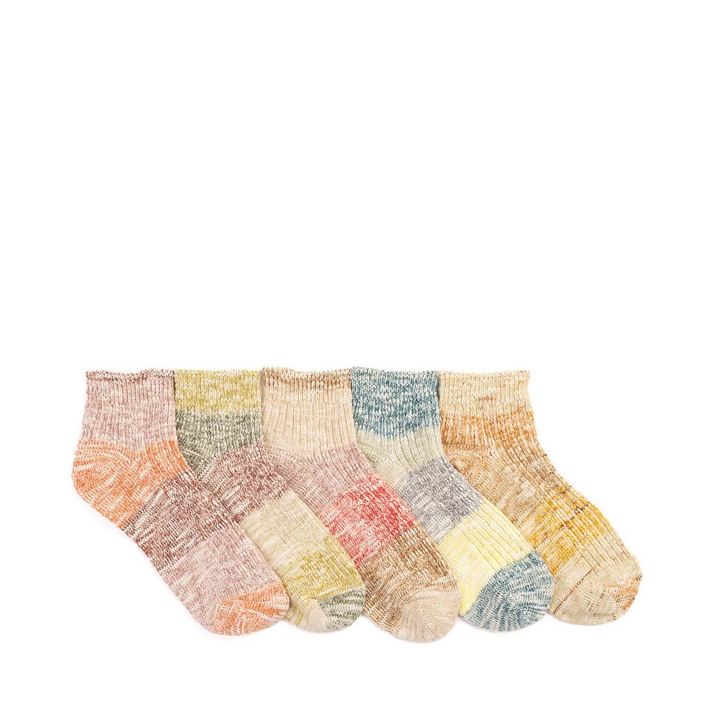 Womens Slub Ombre Quarter Socks 5 Pack - Multicolor