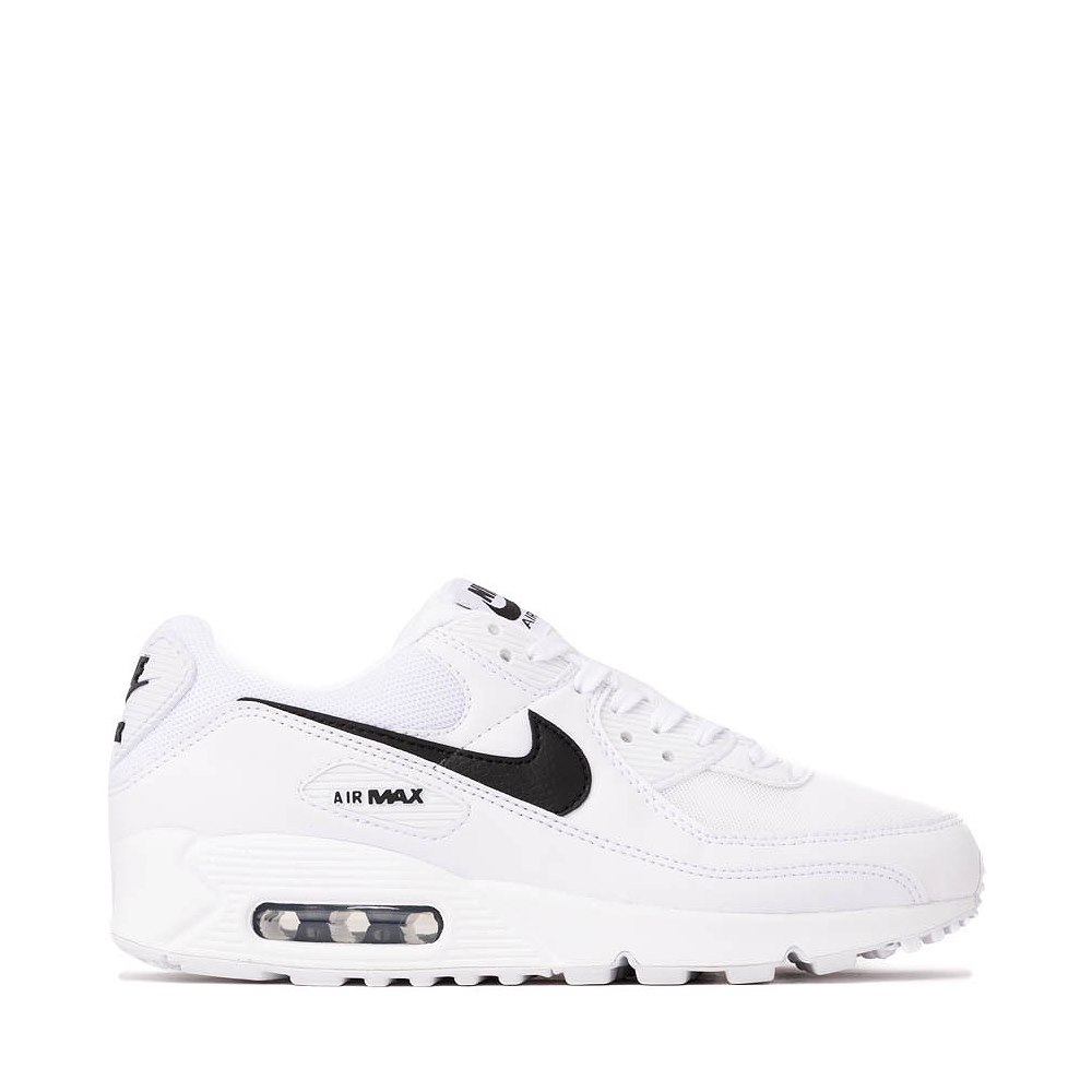 Womens Nike Air Max 90 Athletic Shoe - White / White / Black