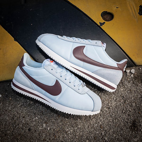 alternate view Womens Nike Cortez Textile Athletic Shoe - Celestine Blue / White / Burgundy CrushHERO