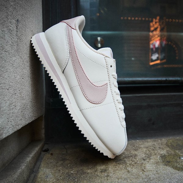 alternate view Womens Nike Cortez Leather Athletic Shoe - Sail / Silt RedHERO