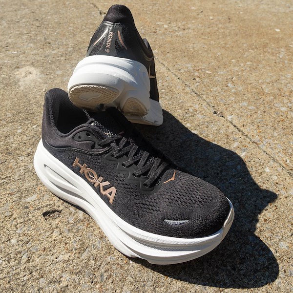 alternate view Womens HOKA Bondi 9 Running Shoe - Black / Rose GoldHERO