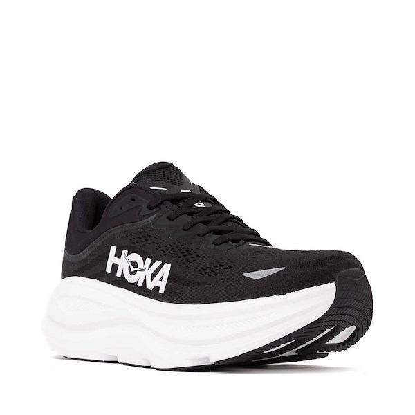 alternate view Mens HOKA Bondi 9 Running Shoe - Black / WhiteALT5