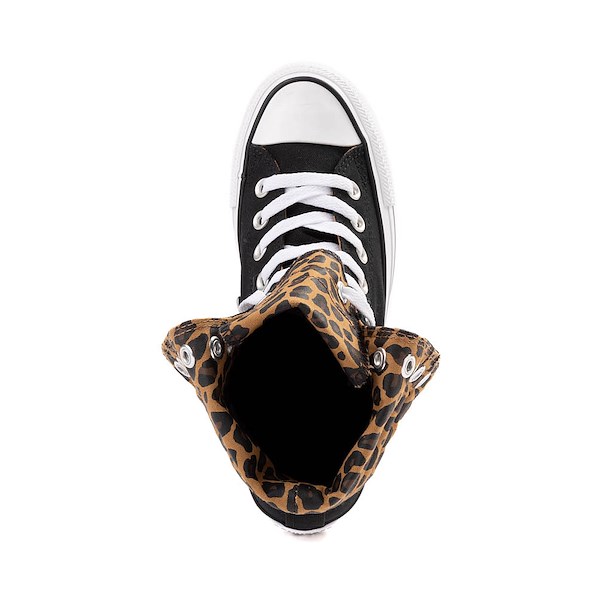 alternate view Womens Converse Chuck Taylor All Star Fold-Over High-Top Sneaker - Black / LeopardALT2