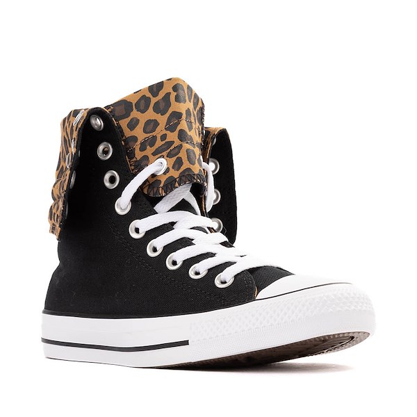 alternate view Womens Converse Chuck Taylor All Star Fold-Over High-Top Sneaker - Black / LeopardALT5