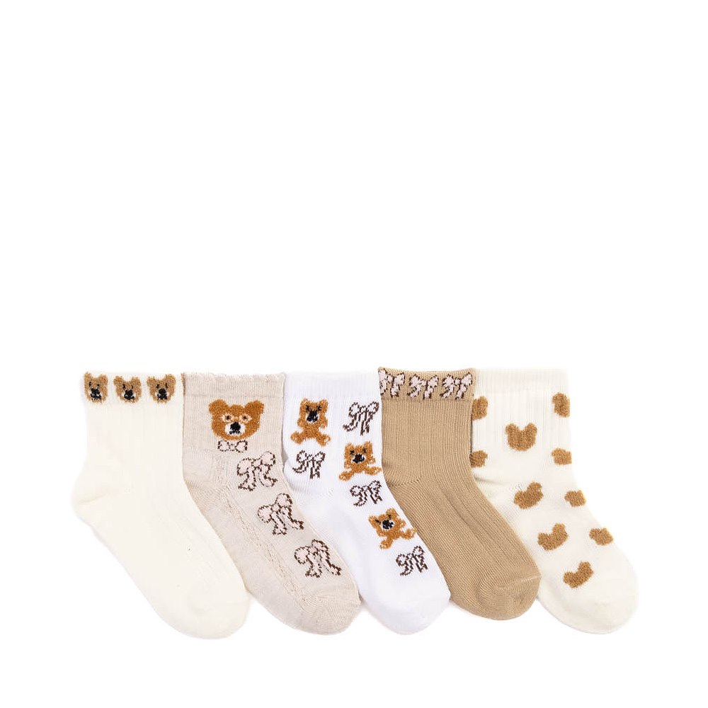 Teddy Bear Quarter Socks 5 Pack - Toddler - Multicolor