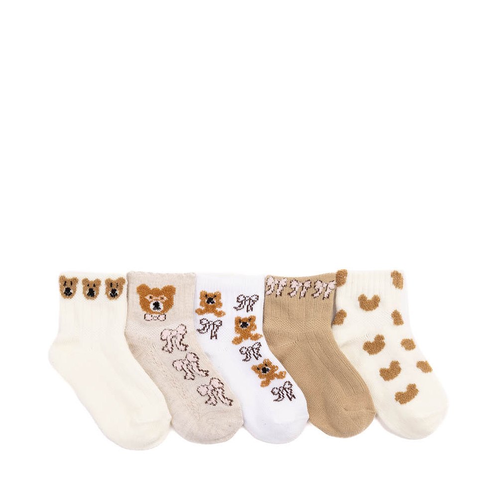 Teddy Bear Quarter Socks 5 Pack - Baby - Multicolor