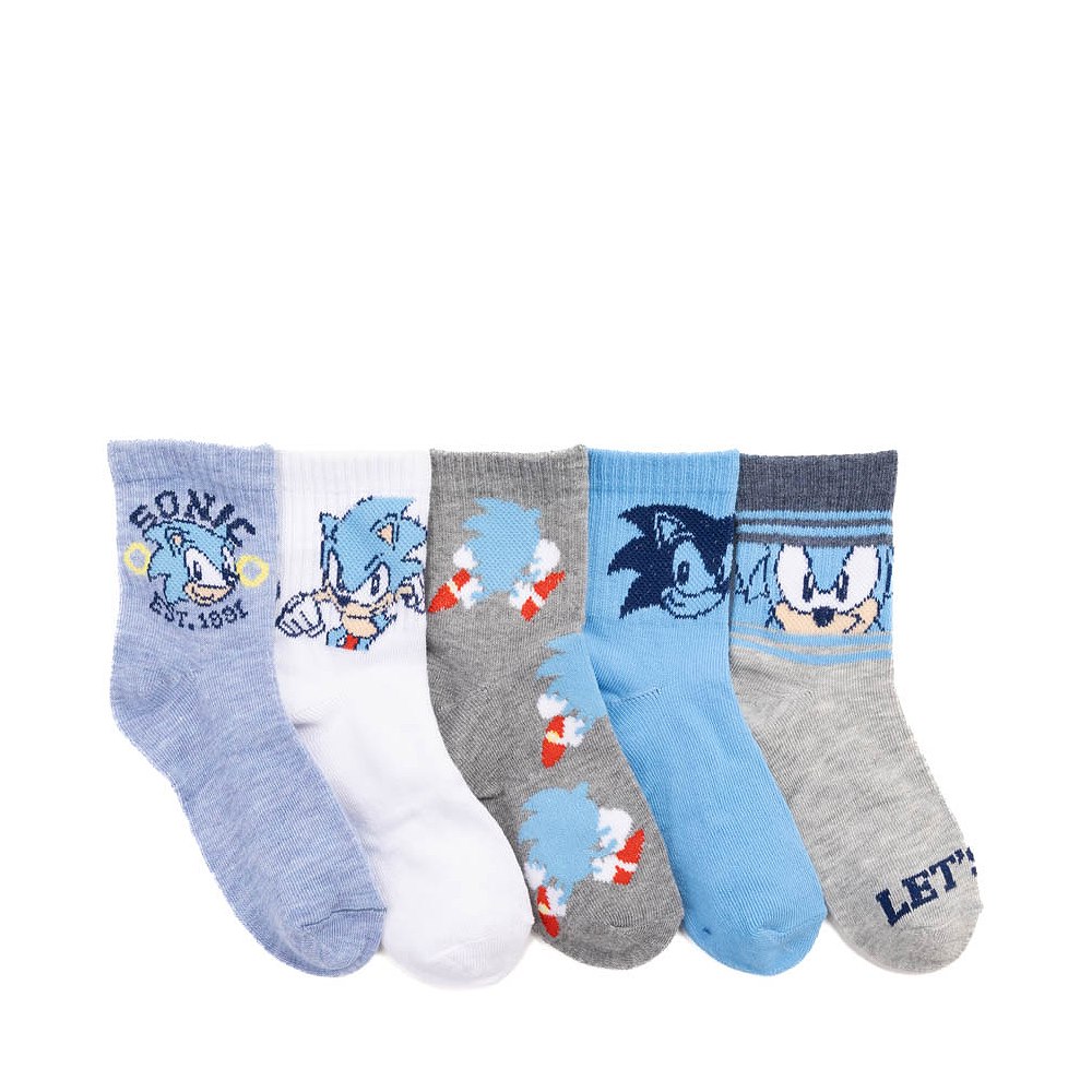 Sonic the Hedgehog&trade; Ribbed Crew Socks 5 Pack - Little Kid - Multicolor