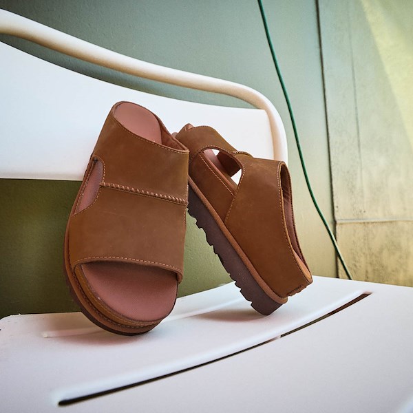 alternate view Womens UGG&reg; Goldenstar Hi Cutout Slide - Dark ChestnutHERO