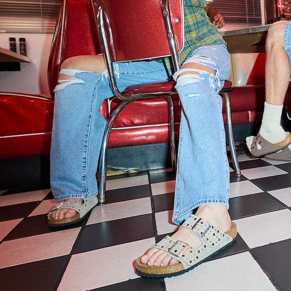 alternate view Womens Birkenstock Arizona Rivets Slide Sandal - TaupeALT1C