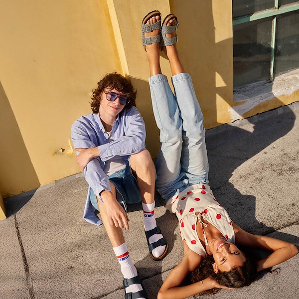 alternate view Womens Birkenstock Arizona Slide Sandal - Leo Grey TaupeALT1B