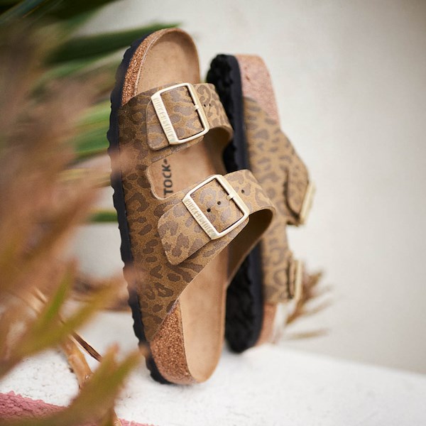 alternate view Womens Birkenstock Arizona Slide Sandal - Leo Grey TaupeHERO