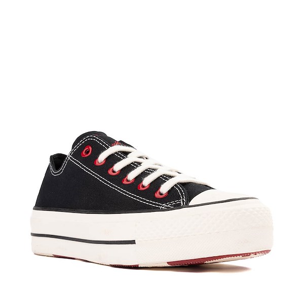 alternate view Womens Converse Chuck Taylor All Star Lift Low-Top Sneaker - Black / Egret / Days Ahead RedALT5