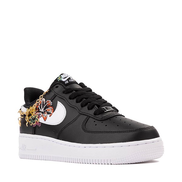 alternate view Womens Nike Air Force 1 '07 Premium Flowers Athletic Shoe - Black / Metallic Gold / White / WhiteALT5