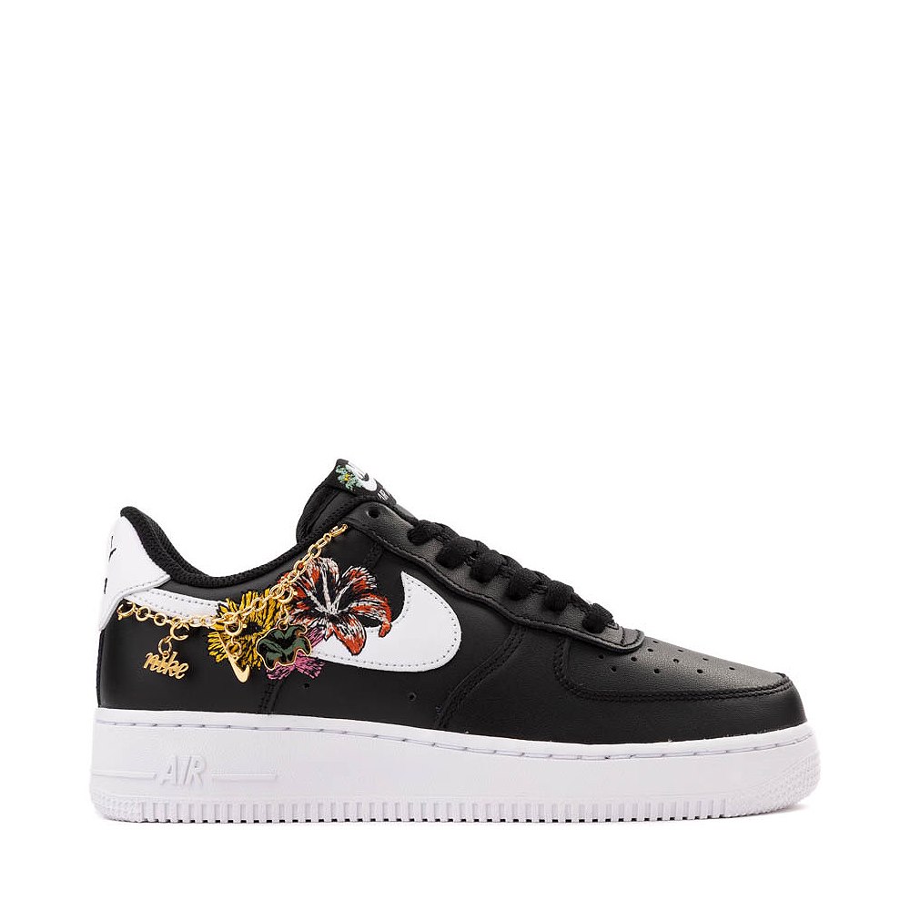Womens Nike Air Force 1 '07 Premium Flowers Athletic Shoe - Black / Metallic Gold / White / White