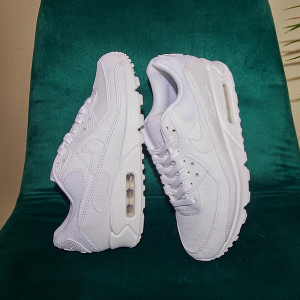 alternate view Womens Nike Air Max 90 Athletic Shoe - White / White / WhiteHERO