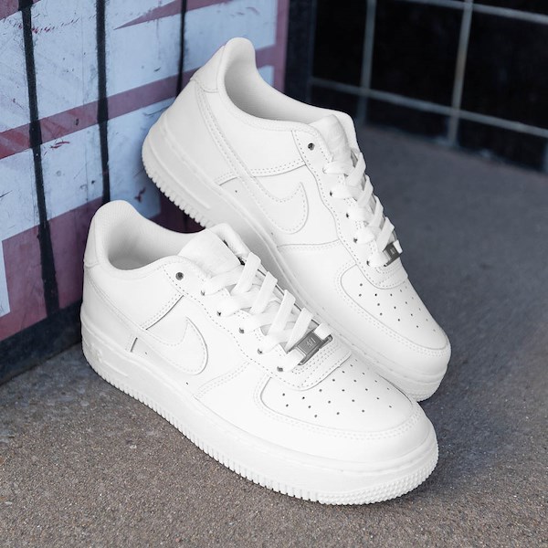 alternate view Nike Air Force 1 LE Athletic Shoe - Big Kid - White / WhiteHERO