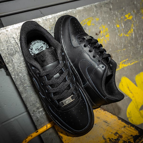 alternate view Nike Air Force 1 LE Athletic Shoe - Big Kid - Black / BlackHERO