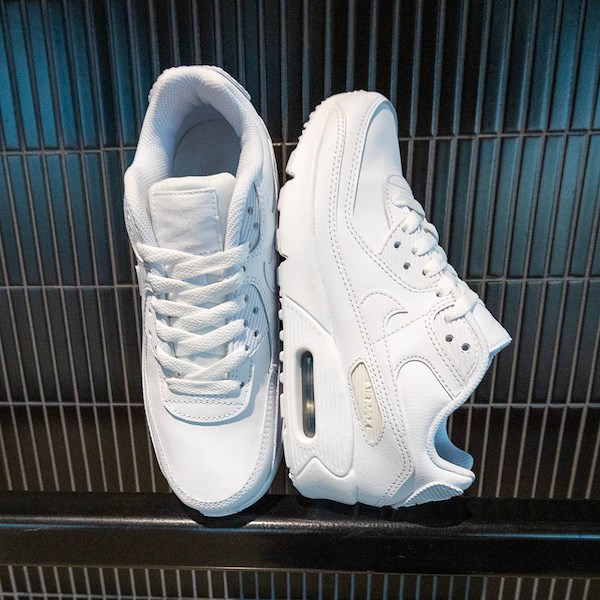 alternate view Nike Air Max 90 LTR Athletic Shoe - Big Kid - White / Metallic Silver / White / WhiteHERO