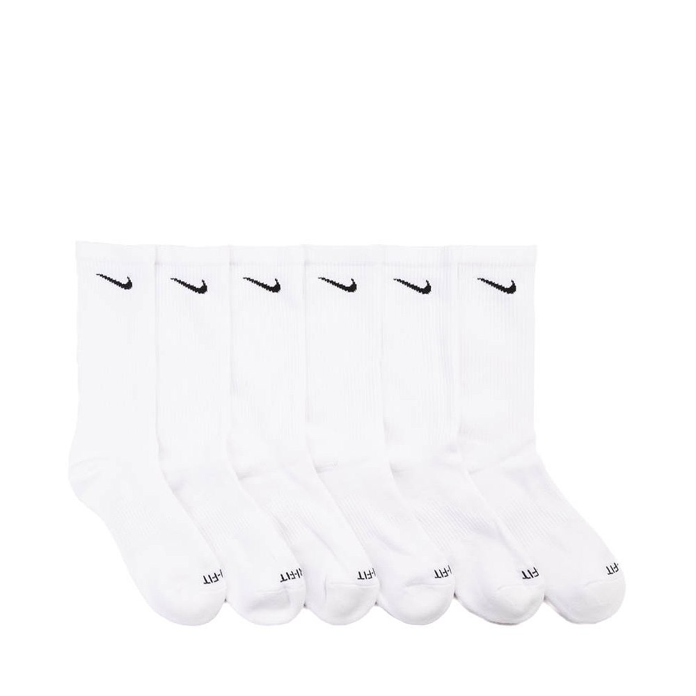 Mens Nike Everyday Plus Cushioned Training Crew Socks 6 Pack - White