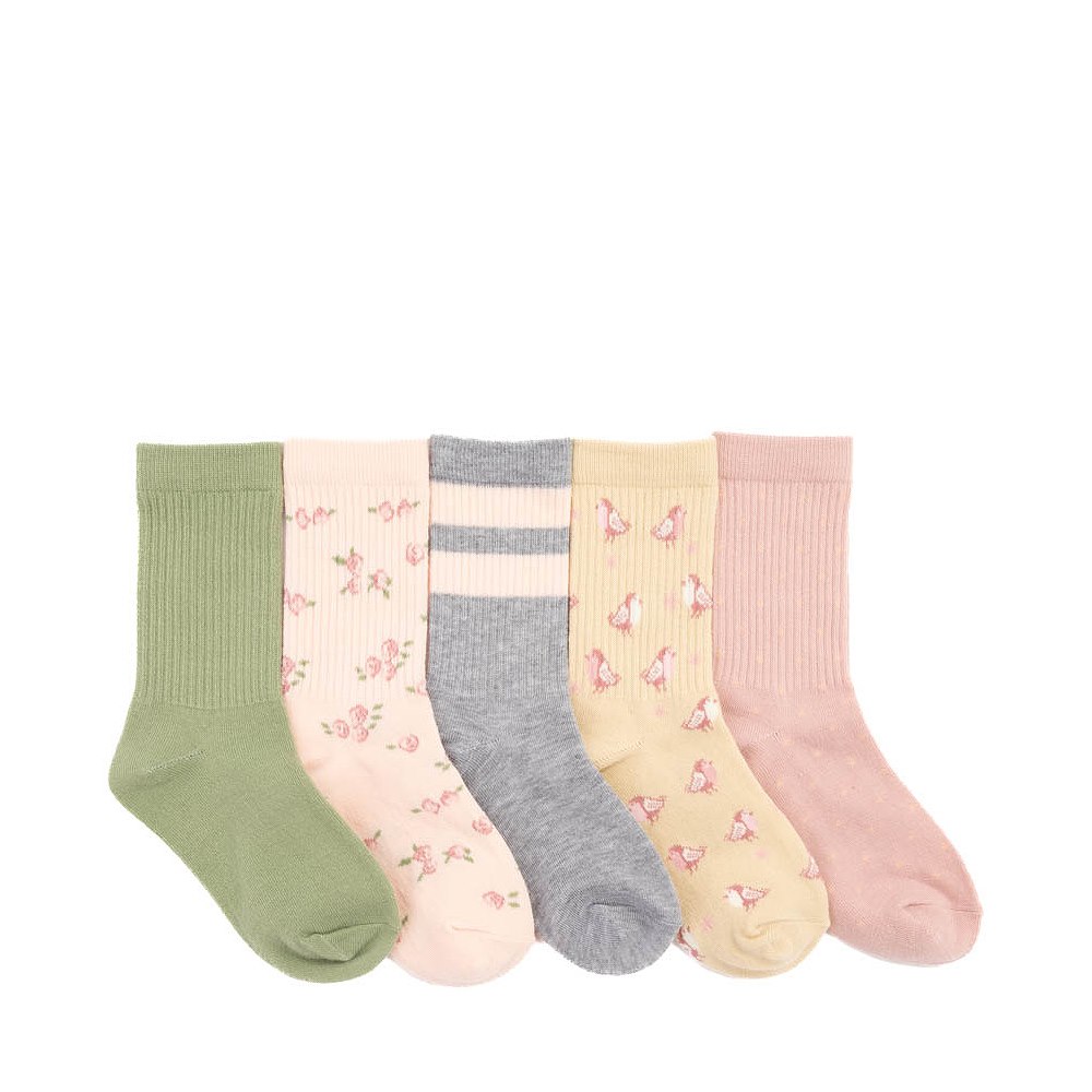 Ditsy Flower Birdie Crew Socks 5 Pack - Little Kid - Multicolor