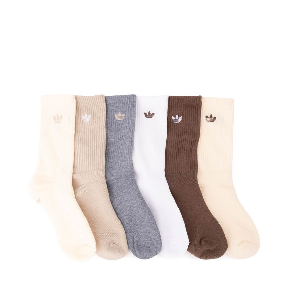 adidas Originals Trefoil 2.0 Crew Socks 6 Pack - Beige / Wonder White / Magic Earth