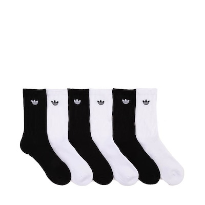 Main view of adidas Originals Trefoil 2.0 Crew Socks 6 Pack - Big Kid - White / Black