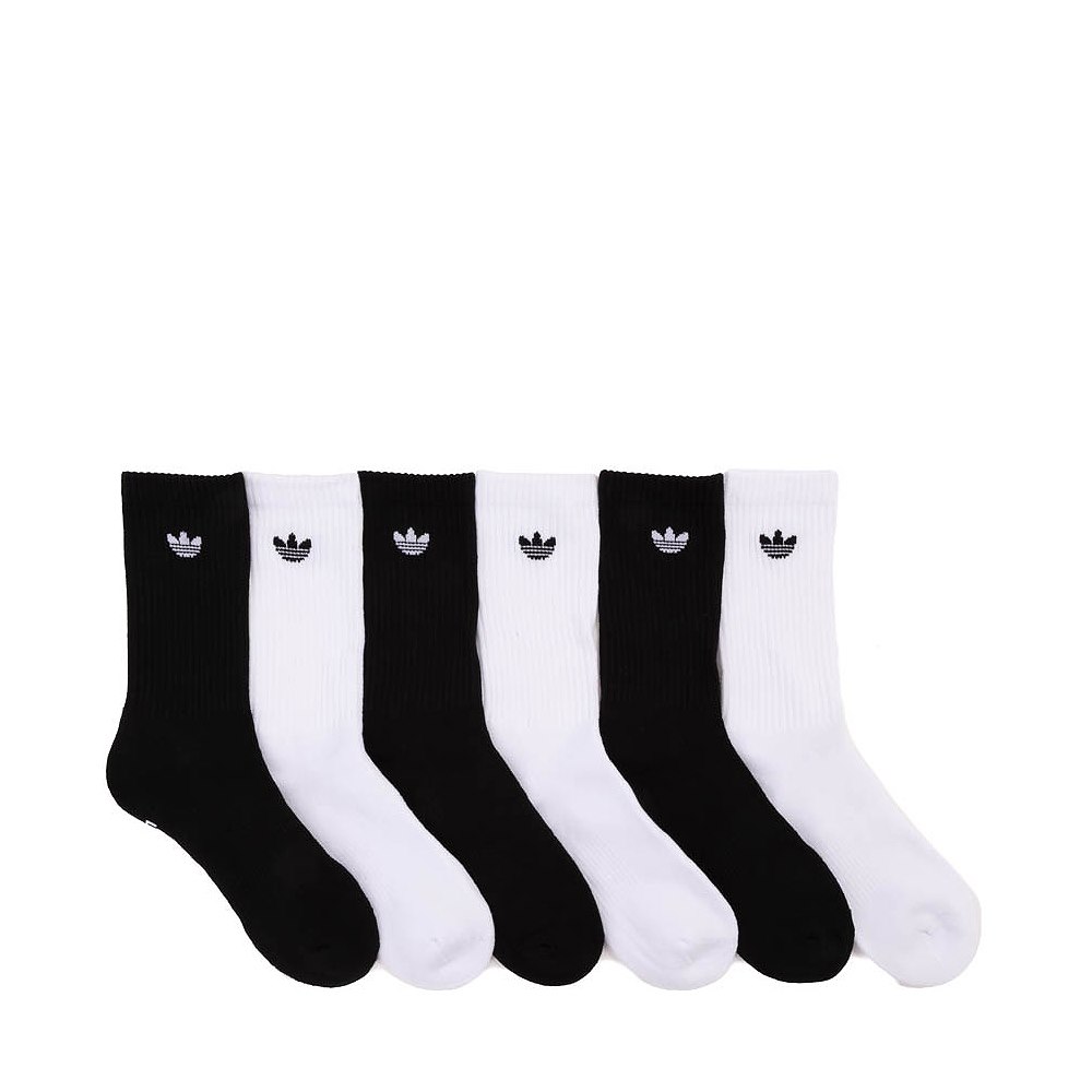adidas Originals Trefoil 2.0 Crew Socks 6 Pack - Big Kid - White / Black